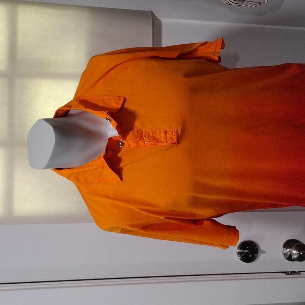 INC International Concepts mens orange fade to red cotton polo shirt. Large